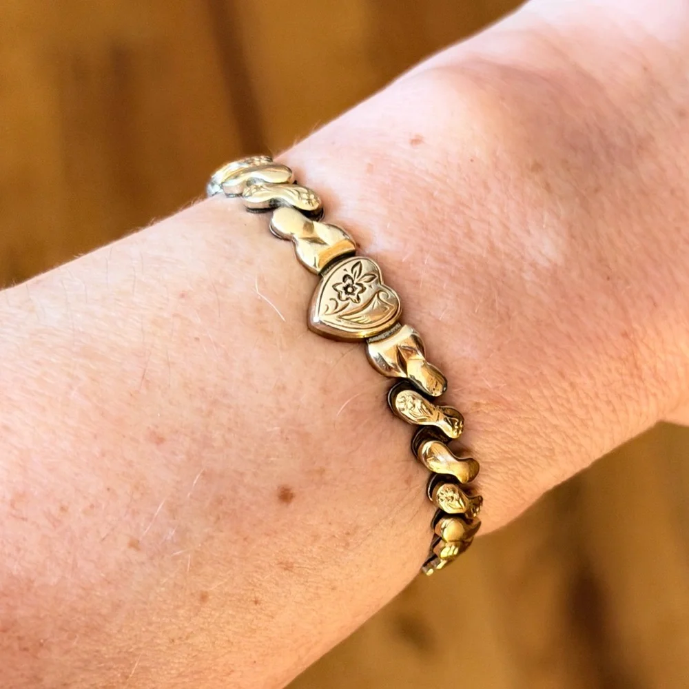 WWII Sweetheart Gold Filled Expansion Bracelet – Foster 12K GF, Petite Fit 4-5” - Picture 14 of 16